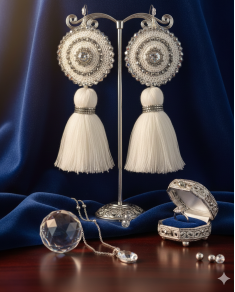 Háčkované  dizajnové náušnice "Krištáľová guľa"